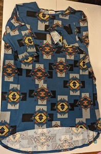 LuLaRoe Irma Shirt Womens Top Large L Blue Red Yellow Aztec Geometric Print - Picture 1 of 5