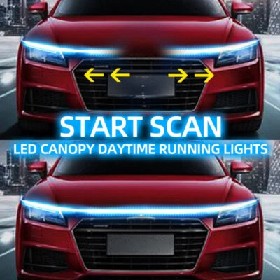 Universal White Flexible Car Hood Day Running LED Light Strip Accessories USA - Image 1 of 4
