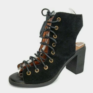 Jeffrey Campbell X Free People Gladiato Black Suede Lace Up Heel Sandals Size 6 - Picture 1 of 11