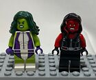 Lego She Hulk Green Minifig & She Hulk Red Minifig from Set 76078