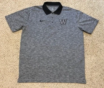 Washington Huskies Nike Heather Gray Black Polo Golf Shirt Size XLarge EUC - Image 1 of 4