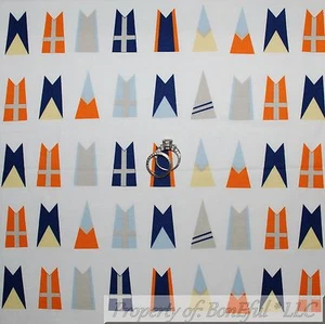 BonEful Fabric =Cotton Quilt White Blue American Flag Sail Boat Stripe NEW SCRAP - Picture 1 of 13