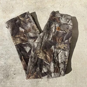 CARHARTT B158 CMO RealTree Hardwoods Jeans Men 34x34 Camo Dungaree Fit Carpenter - Picture 1 of 4