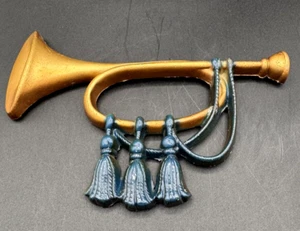 VTG 60s Sexton Brass Horn Wall Hanging Colonial Decor Cast Metal USA Americana - Picture 1 of 7