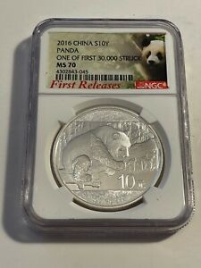 Magnificent, 2016 -30 Gram Silver Panda, First Release NGC MS70 (#77)