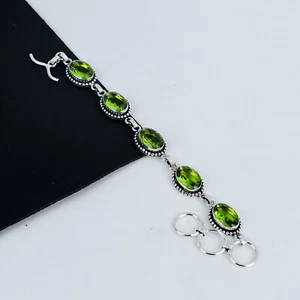 Peridot Gemstone Handmade 925 Sterling Silver Bracelet August Birthstone - Picture 1 of 4