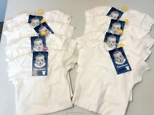 NWT Gerber Onesies 8 Pack Blank White Short Sleeve Bodysuits, 7 Sz 6mo,  1 Sz 3m