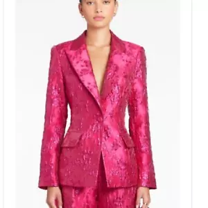Amanda Uprichard Aldridge Blazer Rosenknospe Brokat klein Neu ohne Etikett - Bild 1 von 7