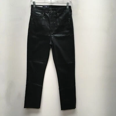Gap Black Faux Leather Vintage Slim Sky High Rise Stretch Straight Jeans 2/26 - Image 1 of 4