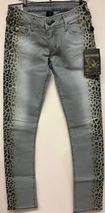 True Religion Jude Skinny Sand Drifter Leopard Jeans Women's Sz 26/27 New w/Tags - Picture 1 of 11