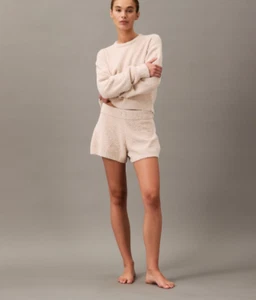 Calvin Klein Women's Lounge Plush Shorts - Ivory Size S 01194 - Picture 1 of 3