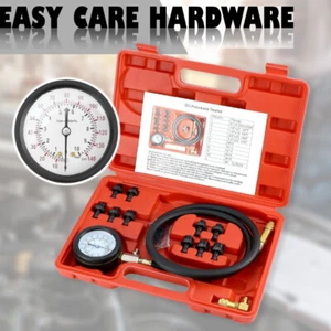 12 pc Engine Oil Pressure Tester Kit 0-140 PSI Car Truck Test Gauge Hose Adapter - Picture 1 of 13