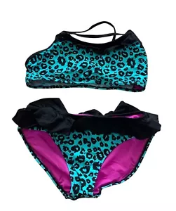 Xhilaration Girls XL 14 16 Cheetah Bikini 2 Piece Swimsuit Swim Pooh Beach Cheet - Picture 1 of 4