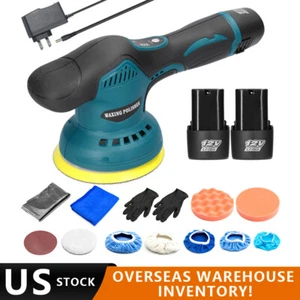 Car Polisher Cordless Buffer Sander 2x12V Battery Polishing Dual Action 5" Pads - Picture 1 of 12