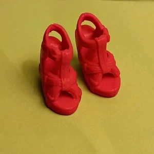 BARBIE DOLL SIZE PINK STRAPPY WEDGE SANDALS SHOES  - Picture 1 of 4