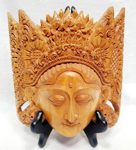Balinese Handcarved Wood Mask of Sita Wife of Rama, "Beautiful Sita" Wall Decor - Picture 1 of 10