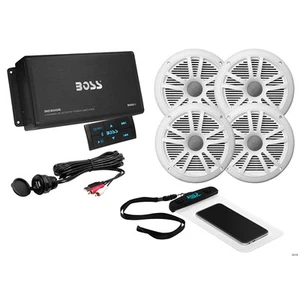 Boss Audio ASK904B.64 4 Channel Amplifier & 2 Pairs of 6.5" Speaker Kit - White - Picture 1 of 1
