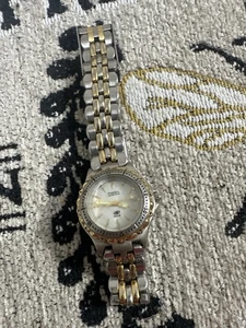 Vintage Fossil Blue Quartz Watch 100M Unisex Women’s 28mm Two-Tone – Works - Picture 1 of 7