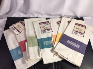 VINTAGE REGENCY MILLS KITCHEN TOWELS SET OF 7 DAYS OF THE WEEK MADE IN USA - Picture 1 of 14