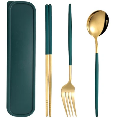 1 Set Travel Dinnerware Kit Portable Tableware with Storage Box Chopstick Spoon - image 1 of 4
