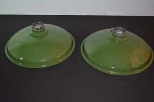 Plafoniera industriale smaltata porcellana antica paralume (2) verde 12" - Foto 1 di 10
