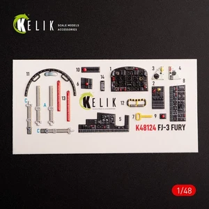 FJ-3. Interior 3D Decals (for Kitty Hawk / Zimimodel) Scale 1:48 KeliK K48124 - Imagen 1 de 10