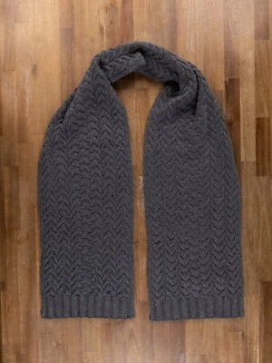 (SIN IMPUESTOS ADUANEROS) LORO PIANA bufanda gruesa gris sólido tejido cable cachemir puro Foto 1 de 4