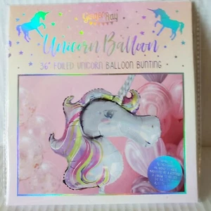 Ginger Ray Unicorn Foil Balloon 36" Extra Large Inflates with Straw NEW - Picture 1 of 8
