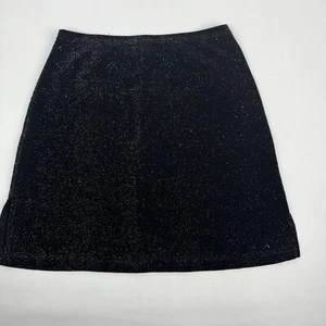 Vintage 90s Y2K Black Mini Skirt Sparkly Glitter Stretch Gr. Small Heart Soul - Bild 1 von 6