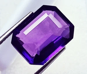 Piedras preciosas sueltas certificadas de amatista violeta natural de 8,90 quilates en forma de esmeralda - Imagen 1 de 6