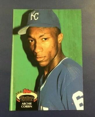 1992 Topps Stadium Club # 473 ARCHIE CORBIN ROOKIE RC Kansas City Royals  - Image 1 of 2