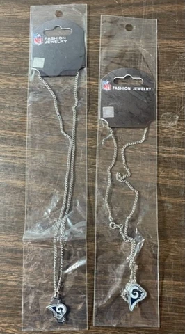 2 NEW NFL LA Los Angeles Rams necklaces charm 19"  Official NFL football Product Cover