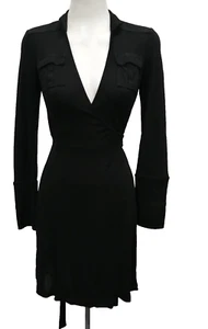 Diane Von Furstenberg Black Wrap Short Dress Size 8 - Picture 1 of 9