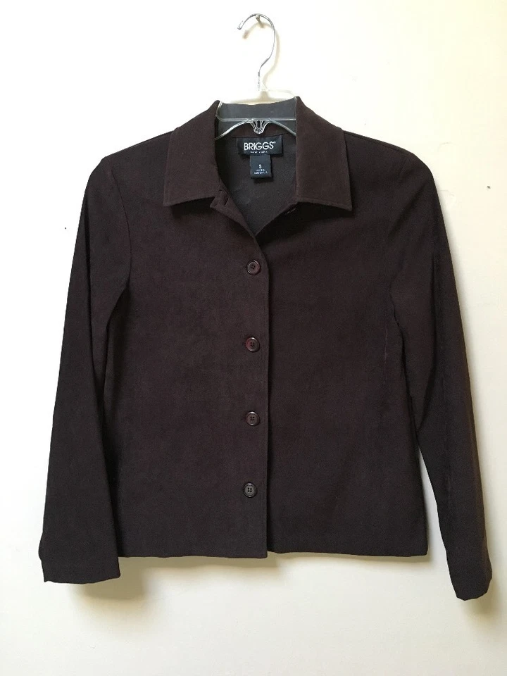 Blazer/camisa/chaqueta Briggs New York para mujer marrón gamuza talla S Foto 1 de 4