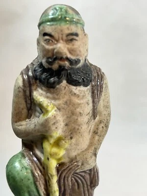 Antique Chinese Glazed Porcelain Figure of Taoist Immortal Li Tieguai 4.5 Inches - Изображение 1 из 4
