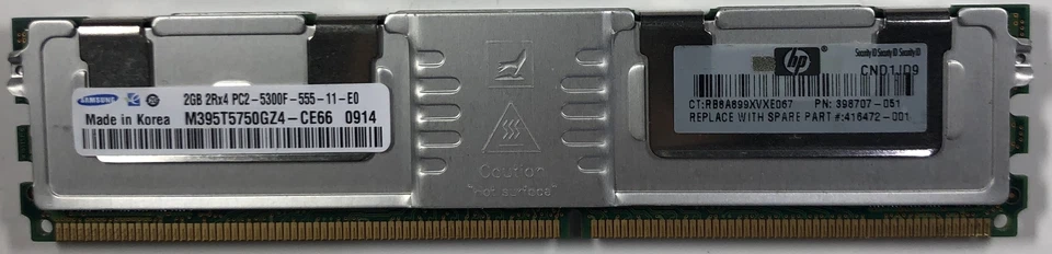 Samsung M395T5750GZ4-CE66 2GB DDR2 Server RAM Memory - Image 1 of 1