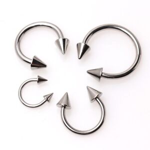 316L Surgical Steel Horseshoe with Two Spikes 3mm x 12mm