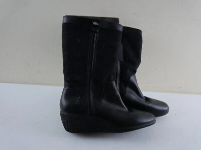Botas Pull-on LACOSTE Mujer 10.5M Cuero Negro y Fieltro 'MOLLY FIELTRO' 13" NUEVAS Foto 1 de 4