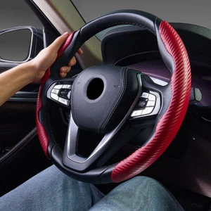 Carbon Fiber Red Car Steering Wheel Booster Non-Slip Cover Trim - Picture 1 of 7