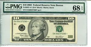 Fr 2037-A* STAR 2003 $10 Federal Reserve PMG 68 EPQ SUPERB GEM UNCIRCULATED - Picture 1 of 2