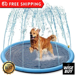 Hund Haustier Spritzer Sprinkler Paddeln Wasser Schwimmbad Nass Kühl Outdoor Garten - Bild 1 von 12