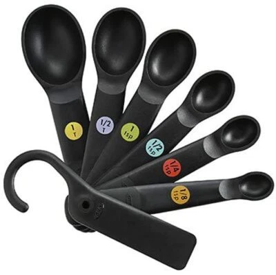 OXO Good Grips 7 Piece Black Measuring Spoons Set With Scraper - Dishwasher Safe - Image 1 of 4