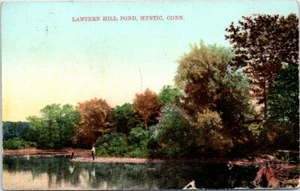 Postal de 1920 CT Linterna Colina Estanque Místico Connecticut Conn Pescador Pescador - Imagen 1 de 2