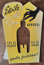 Plaque Panneau Publicitaire Ancien « ETOILE AEROSOL Eau de Cologne  » Carton