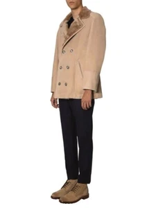 BRUNELLO CUCINELLI Double Breasted Shearling Fur Peacoat Coat Jacket 52 EU Large - Picture 1 of 15