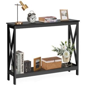 Giantex Console Table 2Tier Entry Hallway Table X-Design Sofa Side Display Shelf - Picture 1 of 12
