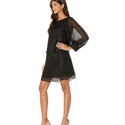 VESTIDO DE SEDA MAISEL LILLY PULITZER, NEGRO ÓNIX, METÁLICO MARROQUÍ, NUEVO CON ETIQUETAS $248, 0 Foto 1 de 4