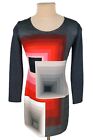 Desigual Womens Gray-Red Geometric Long Sleeve Jersey Knit Dress Size M