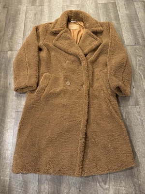Abrigo BearPaw Nuevo sin Etiquetas Mediano Para Mujer Marrón Cálido Imitación Gamuza Piel de Oveja Hasta la Rodilla Foto 1 de 4