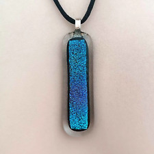 Blue Pendant Necklace – Handmade from Dichroic Glass
